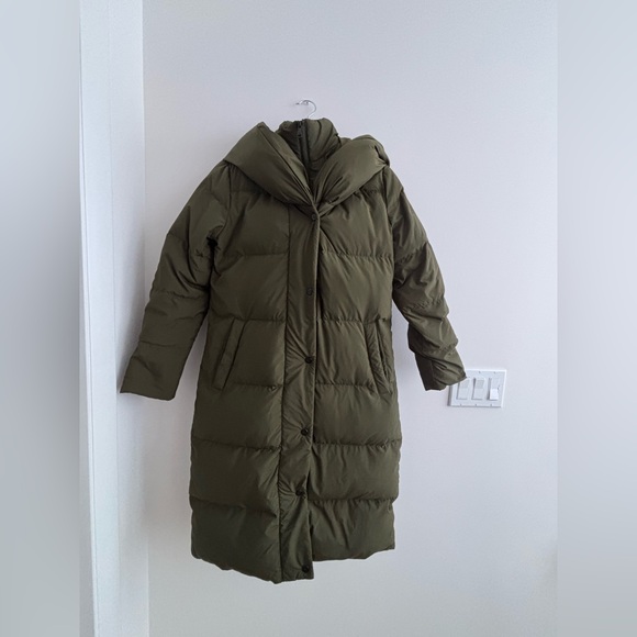 Lauren Ralph Lauren Oversized Pillow Hood Collar Quilted Down Jacket Coat Loden - Picture 3 of 7